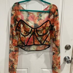 SHEIN CURVE Floral Top- never worn only tried this on. Fits like a 3x in plus